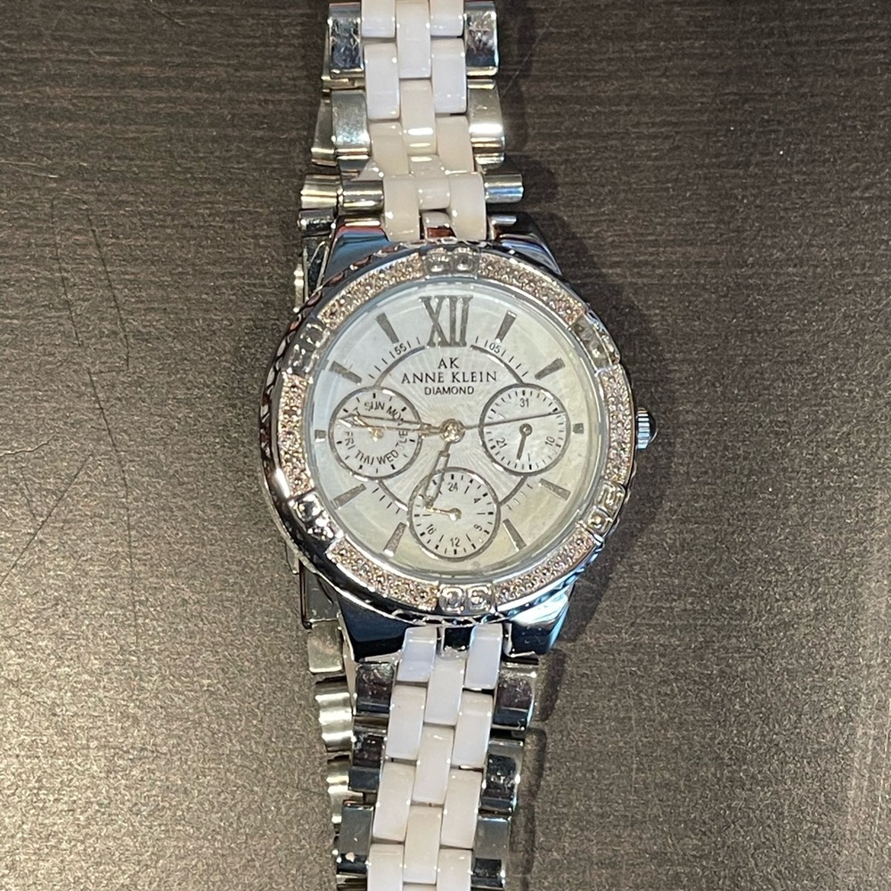 Anne Klein Silver and White Women's Watch